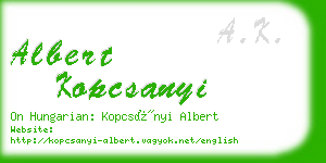 albert kopcsanyi business card